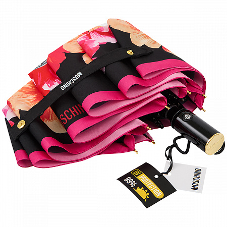 Зонт складной Moschino 8994-OCA Flowers and buttons Multi Женский Розовый, Красный Автомат, система Антиветер