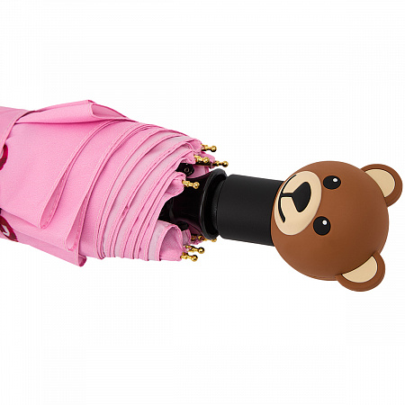 Зонт складной Moschino 8712-OCN Bears and cherries Pink  Женский Розовый Автомат, система Антиветер