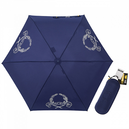Зонт складной Moschino 8981-superminiF Laurel logo Blue Женский Синий Механический
