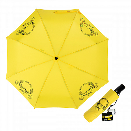 Зонт складной Moschino 8981-OCU Laurel logo Yellow Женский Желтый Автомат, система Антиветер