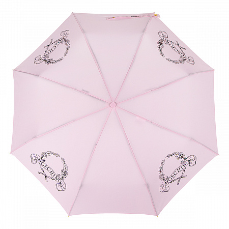 Зонт складной Moschino 8981-OCN Laurel logo Pink Женский Розовый Автомат, система Антиветер