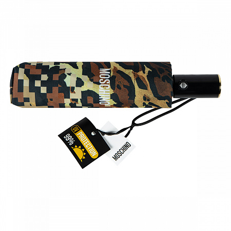 Зонт складной Moschino 8993-OCE Leo pixel Brown Женский Коричневый, Бежевый Автомат, система Антиветер