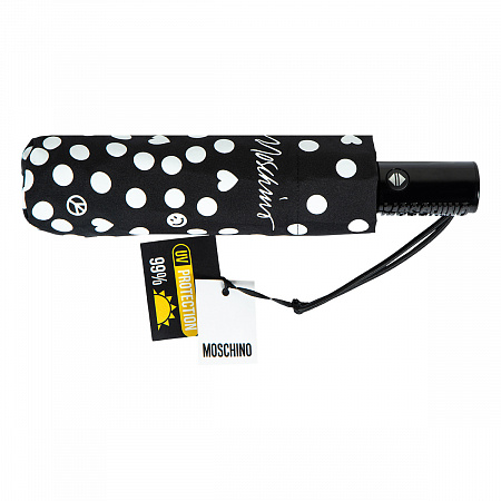 Зонт складной Moschino 8939-OCA Pois Black Женский Черный, Белый Автомат, система Антиветер