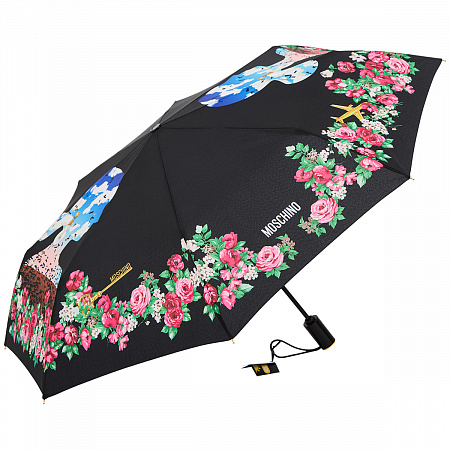 Зонт складной Moschino 9250-OCA Silhouette Black Женский Черный, Разноцветный Автомат, система Антиветер