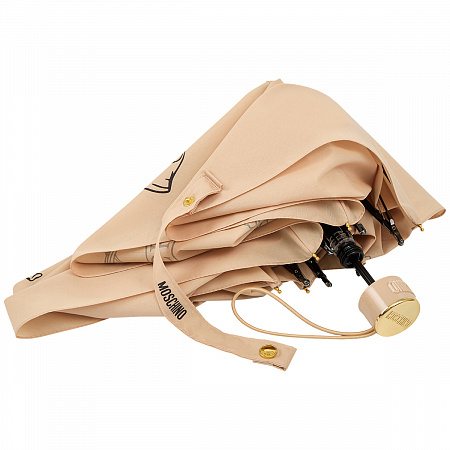 Зонт складной Moschino 8981-superminiD Laurel logo Beige Женский Бежевый Механический
