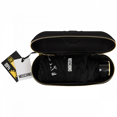 Зонт складной Moschino 8981-superminiA Laurel logo Black Женский Черный Механический