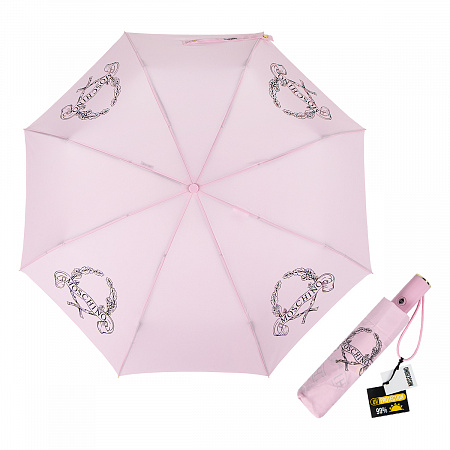 Зонт складной Moschino 8981-OCN Laurel logo Pink Женский Розовый Автомат, система Антиветер