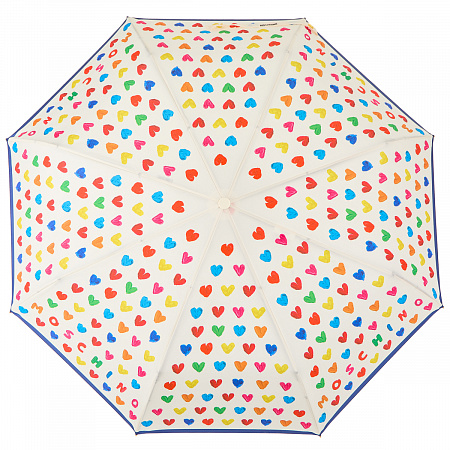 Зонт складной Moschino 8957-OCI Painted hearts Beige Женский Бежевый Автомат, система Антиветер