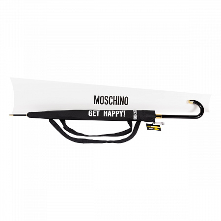 Зонт-трость Moschino 8967-63autoa Get happy Black Женский Черный Полуавтомат