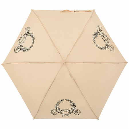Зонт складной Moschino 8981-superminiD Laurel logo Beige Женский Бежевый Механический