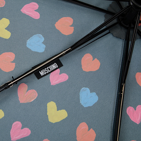 Зонт складной Moschino 8957-OCA Painted hearts Black Женский Черный, Разноцветный Автомат, система Антиветер