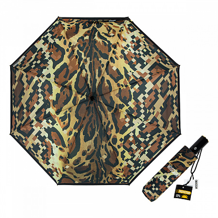 Зонт складной Moschino 8993-OCE Leo pixel Brown Женский Коричневый, Бежевый Автомат, система Антиветер