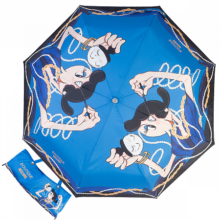 Зонт складной Moschino 7950-OCP Olivia Makeup Lightblue Женский Синий, Разноцветный Автомат, система Антиветер