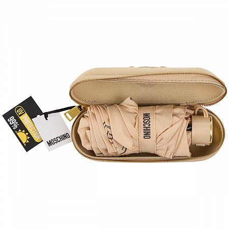 Зонт складной Moschino 8981-superminiD Laurel logo Beige Женский Бежевый Механический