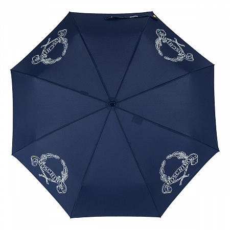 Зонт складной Moschino 8981-OCF Laurel logo Blue Женский Синий Автомат, система Антиветер