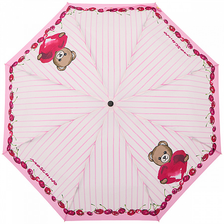 Зонт складной Moschino 8712-OCN Bears and cherries Pink  Женский Розовый Автомат, система Антиветер