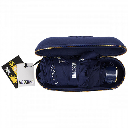 Зонт складной Moschino 8981-superminiF Laurel logo Blue Женский Синий Механический