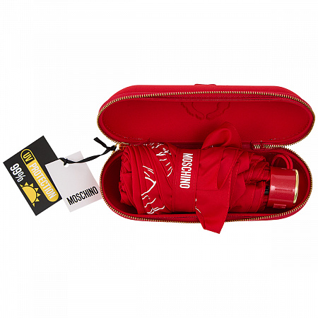 Зонт складной Moschino 8981-superminiC Laurel logo Red Женский Красный Механический