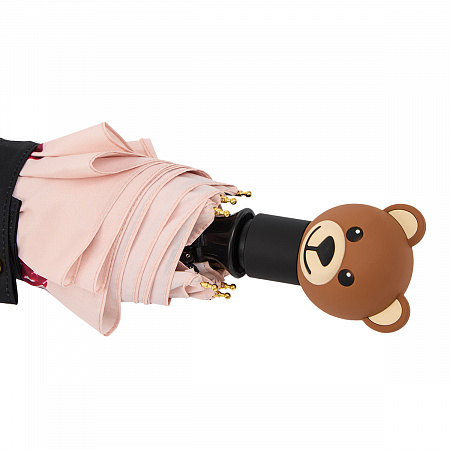 Зонт складной Moschino 8712-OCA Bears and cherries Black  Женский Черный Автомат, система Антиветер