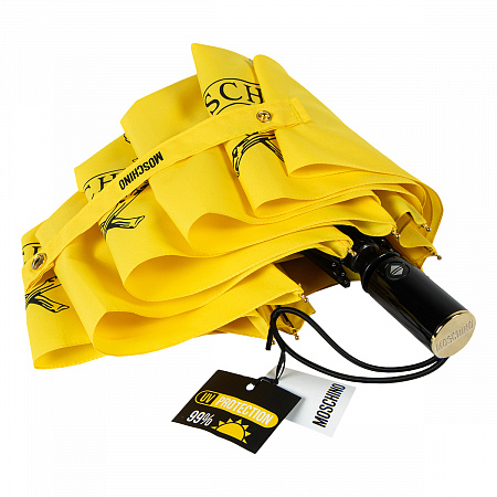 Зонт складной Moschino 8981-OCU Laurel logo Yellow Женский Желтый Автомат, система Антиветер