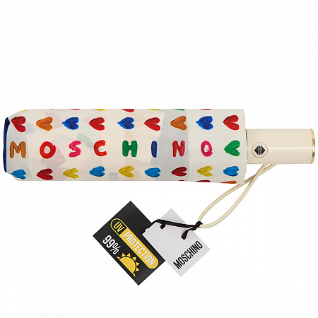 Зонт складной Moschino 8957-OCI Painted hearts Beige Женский Бежевый Автомат, система Антиветер