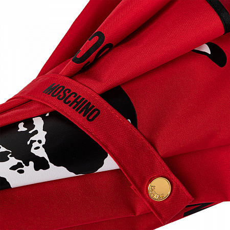 Зонт-трость Moschino 9060-63autoc Iconic cow Red Женский Красный Полуавтомат