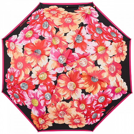 Зонт складной Moschino 8994-OCA Flowers and buttons Multi Женский Розовый, Красный Автомат, система Антиветер