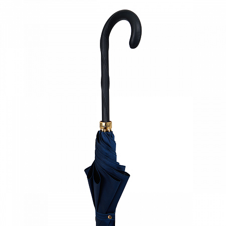 Зонт-трость Pasotti Uno Oxford Dark Blu Pelle Женский Синий Полуавтомат