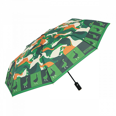 Зонт складной Moschino 8986-OCA Goose camouflage Multi  Женский Зеленый Автомат, система Антиветер