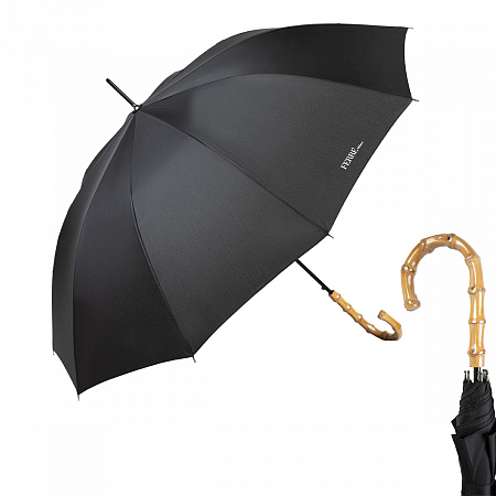 Зонт-трость Ferre 3043-LA Bamboo Black Мужской Черный Полуавтомат