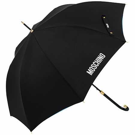 Зонт-трость Moschino 9300-63AUTOA Clouds Multi Женский Черный, Голубой Полуавтомат