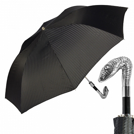Зонт складной Pasotti Auto Snake Silver Rombes Black   