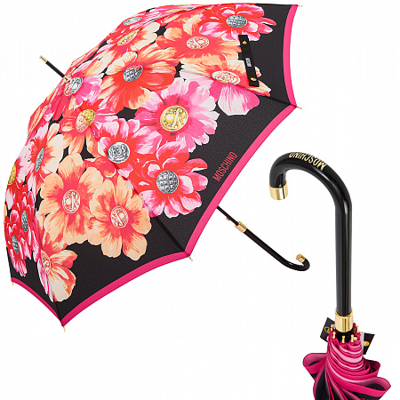 Зонт-трость Moschino 8994-63AUTOA Flowers and buttons Multi Женский Розовый, Красный, Бежевый Полуавтомат