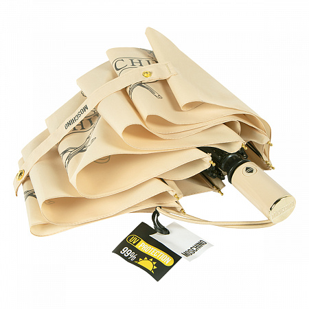Зонт складной Moschino 8981-OCD Laurel logo Sand Женский Бежевый Автомат, система Антиветер