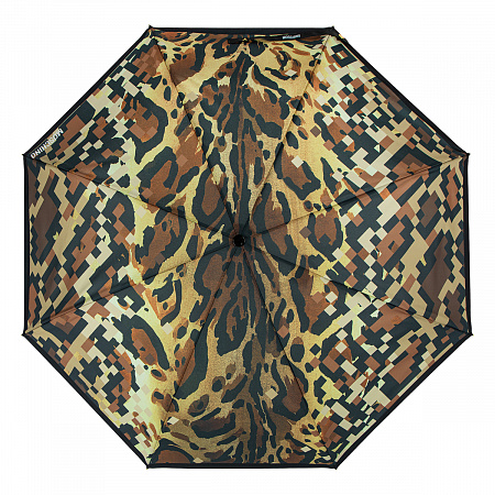 Зонт складной Moschino 8993-OCE Leo pixel Brown Женский Коричневый, Бежевый Автомат, система Антиветер