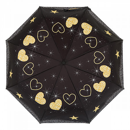 Зонт складной Baldinini 48-OC Stars&amp;Hearts Женский Черный Автомат, система Антиветер
