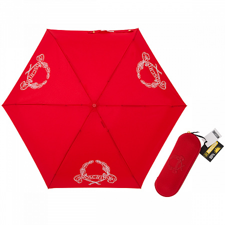 Зонт складной Moschino 8981-superminiC Laurel logo Red Женский Красный Механический
