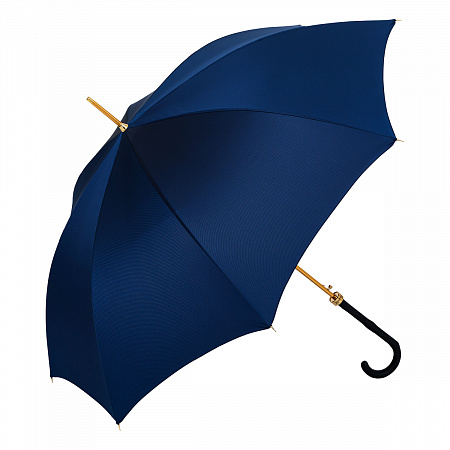 Зонт-трость Pasotti Uno Oxford Dark Blu Pelle Женский Синий Полуавтомат