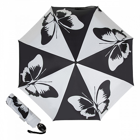 Зонт складной Ferre 6009-OC Butterfly Black/White Женский Черный, Белый Полный автомат
