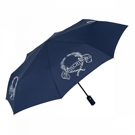 Зонт складной Moschino 8981-OCF Laurel logo Blue Женский Синий Автомат, система Антиветер