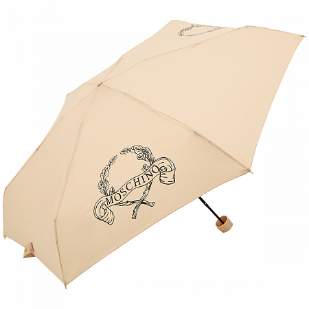 Зонт складной Moschino 8981-superminiD Laurel logo Beige Женский Бежевый Механический