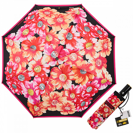 Зонт складной Moschino 8994-OCA Flowers and buttons Multi Женский Розовый, Красный Автомат, система Антиветер