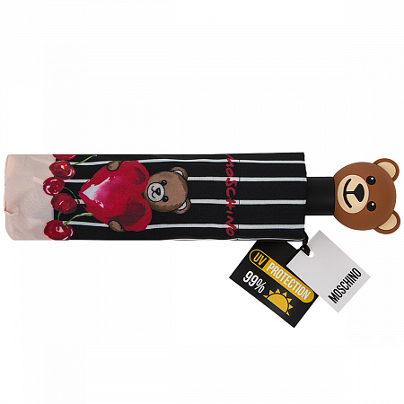 Зонт складной Moschino 8712-OCA Bears and cherries Black  Женский Черный Автомат, система Антиветер