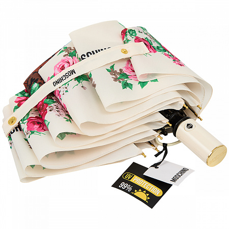 Зонт складной Moschino 9250-OCI Silhouette Cream Женский Разноцветный, Бежевый Автомат, система Антиветер