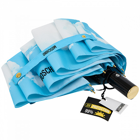 Зонт складной Moschino 9300-OCA Clouds Multi Женский голубой Автомат, система Антиветер