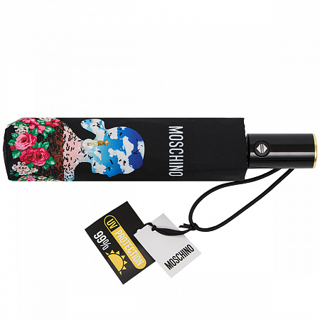 Зонт складной Moschino 9250-OCA Silhouette Black Женский Черный, Разноцветный Автомат, система Антиветер