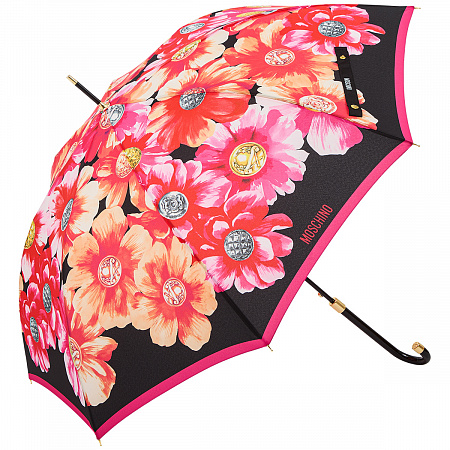 Зонт-трость Moschino 8994-63AUTOA Flowers and buttons Multi Женский Розовый, Красный, Бежевый Полуавтомат