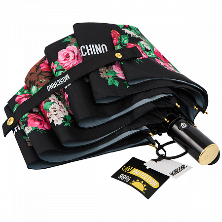 Зонт складной Moschino 9250-OCA Silhouette Black Женский Черный, Разноцветный Автомат, система Антиветер