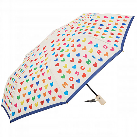 Зонт складной Moschino 8957-OCI Painted hearts Beige Женский Бежевый Автомат, система Антиветер