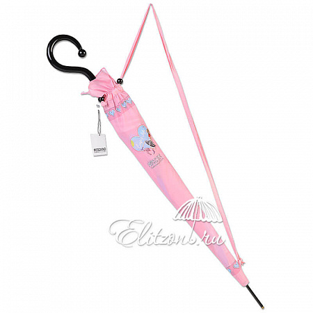 Зонт-трость Moschino 262-61AUTON Olivia enjoy life pink long Женский Розовый Полуавтомат